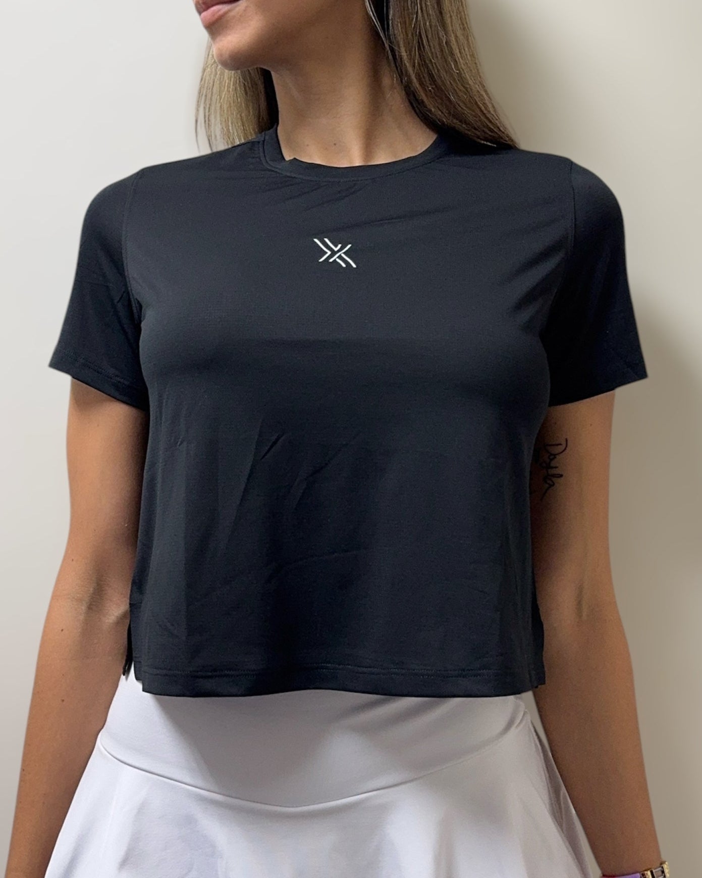 Sleeves Black Crop Top