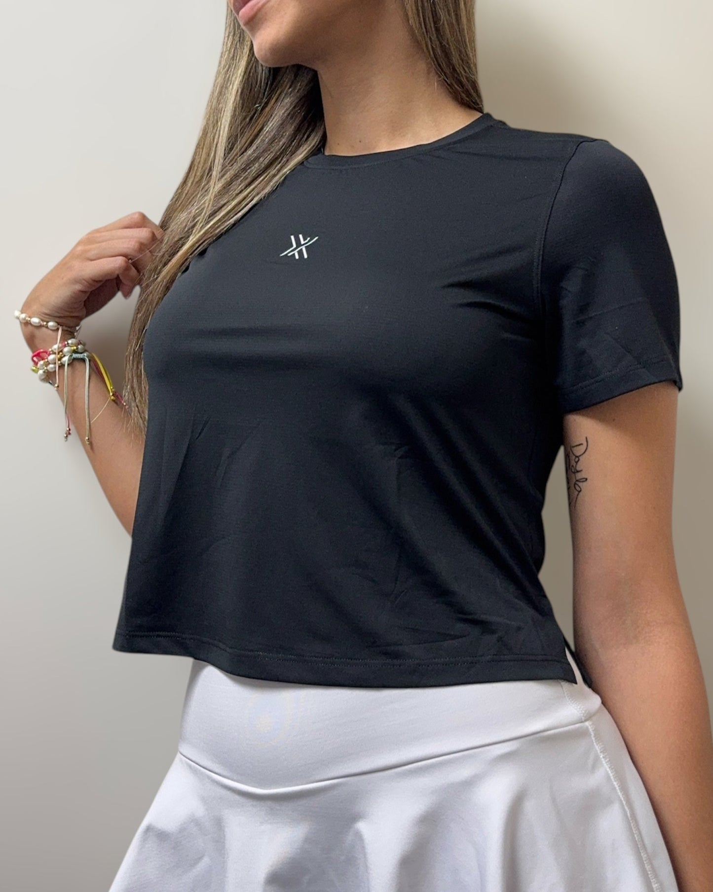 Sleeves Black Crop Top