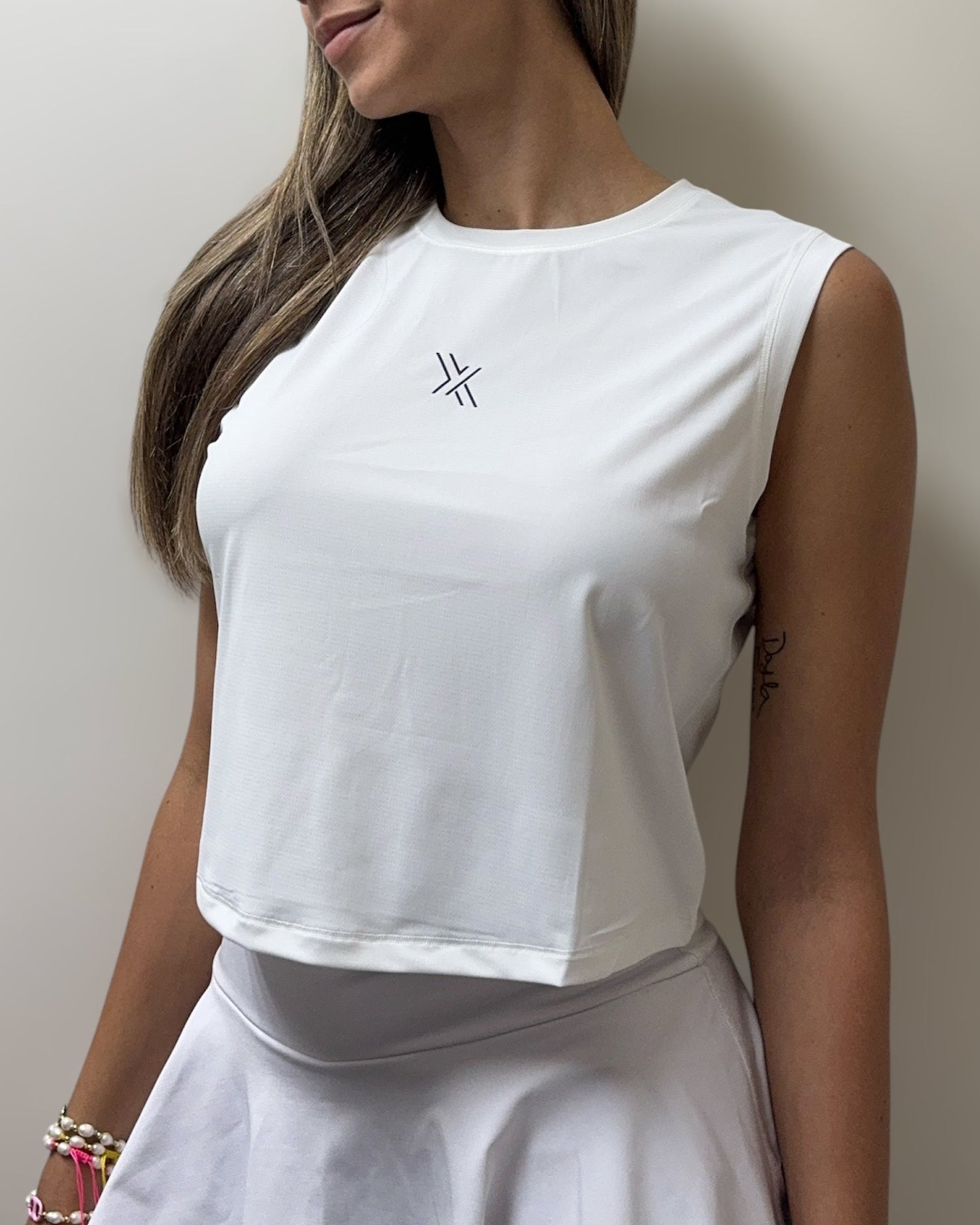 Sleeveless Crop Top White