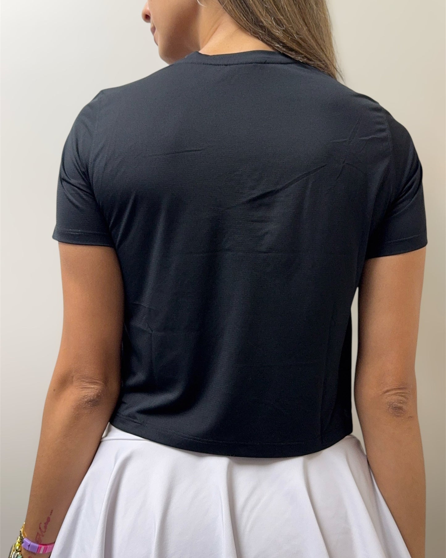 Sleeves Black Crop Top